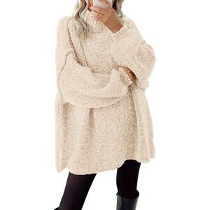 Sweaters for Women Fall 2026 Long Sleeve Mock Neck Cable Knit Oversized Sweater